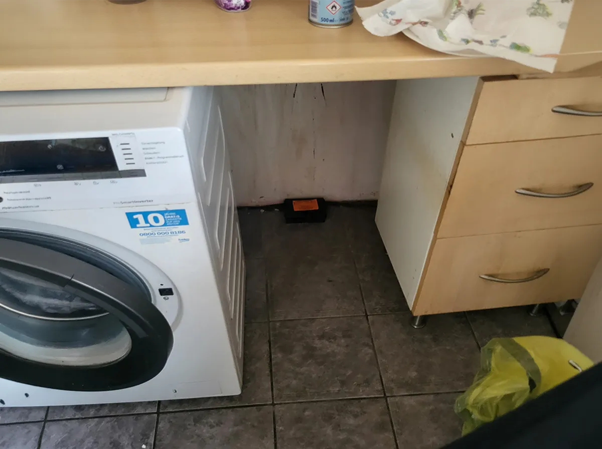 Mäusebekämpfung mit Köderstationen in Waschküche